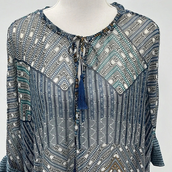 Asceno 100% Silk Sheer Kaftan Style Top - One Size - Picture 2 of 7